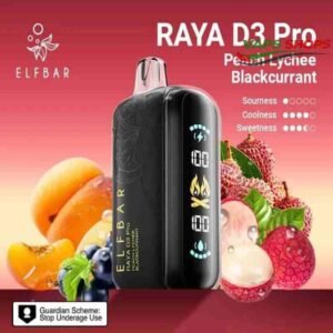 Elfbar Raya d3 pro 30000 puffs 50mg Peach Lychee Blackcurrant
